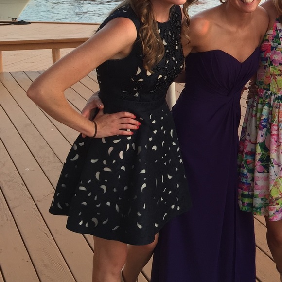 Navy cutout fit and flare dress - Picture 10 of 14